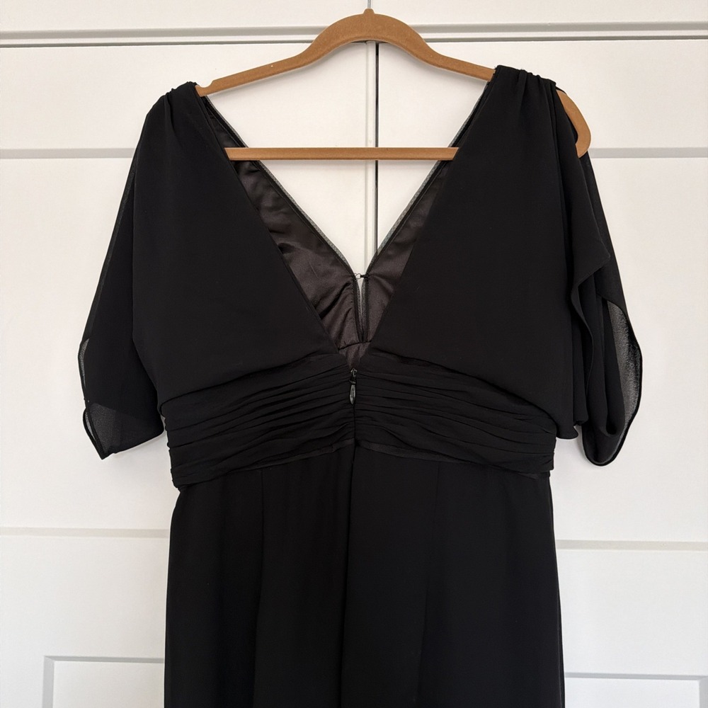 Bariano‎ Australia Black Corinne V-Neck Drape Sleeve Full Length Gown Size XL - Picture 9 of 16